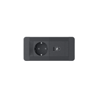 SLIM FRAME 1хКОНТАКТ ШУКО+ 1хUSB A/C 20W, ЧЕРЕН