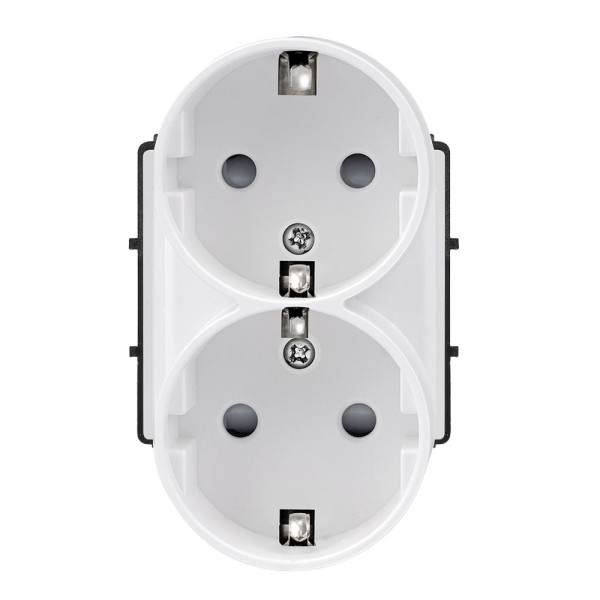 ELEMENT Двоен Schuko контакт 16A, бял