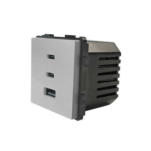 ELEMENT Контакт с бързо зареждане и 3x USB, 65W, сив