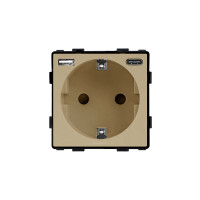 ELEMENT Schuko контакт с USB A+C, 16A, златист