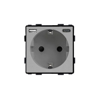 ELEMENT Schuko контакт с USB A+C, 16A, сив