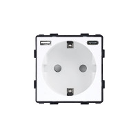 ELEMENT Schuko контакт с USB A+C, 16A, бял
