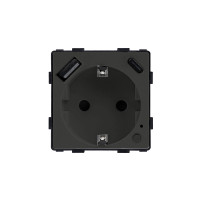ELEMENT Zigbee Schuko контакт 16A, с мониторинг на консумацията, с USB A+C, черен