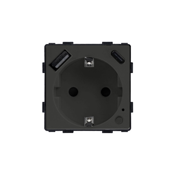 ELEMENT Zigbee Schuko контакт 16A, с мониторинг на консумацията, с USB A+C, черен