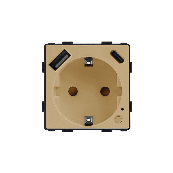 ELEMENT Zigbee Schuko контакт 16A, с мониторинг на консумацията, с USB A+C, сив