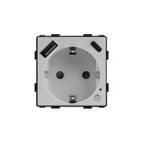 ELEMENT Zigbee Schuko контакт 16A, с мониторинг на консумацията, с USB A+C, сив