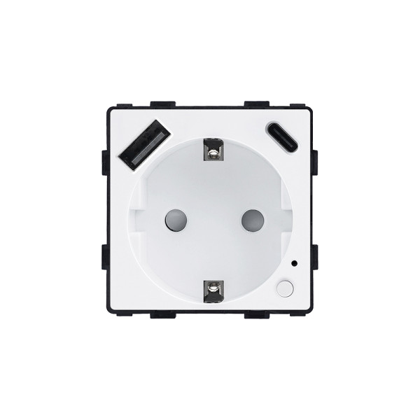 ELEMENT Zigbee Schuko контакт 16A, с мониторинг на консумацията, с USB A+C, бял