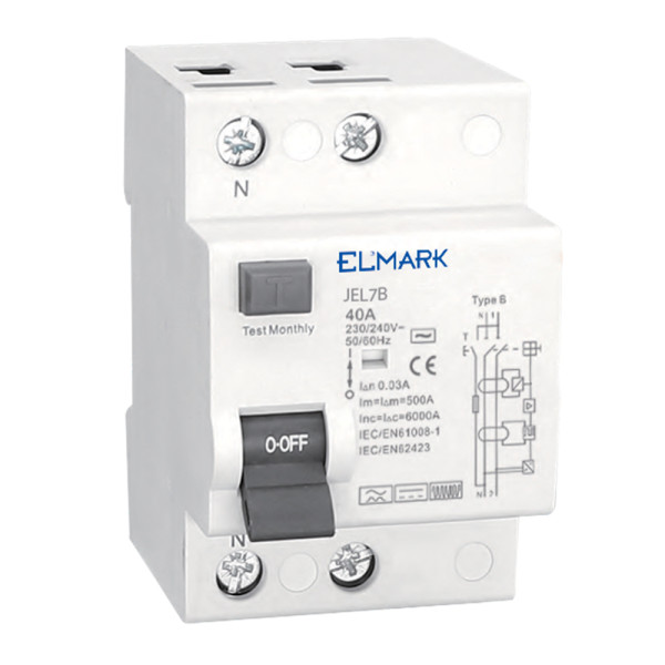 ЕЛЕКТРОМАГНИТНА ДЕФЕКТНОТОКОВА ЗАЩИТА RCCB JEL1B 10KA 2P ТИП B 63A/300MA