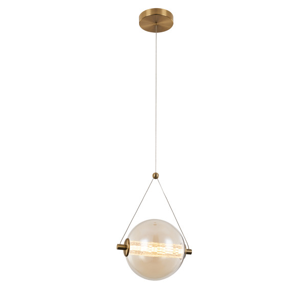 SPLENDOR LED PENDANT 6W 3000K, BRASS+COGNAC GLASS