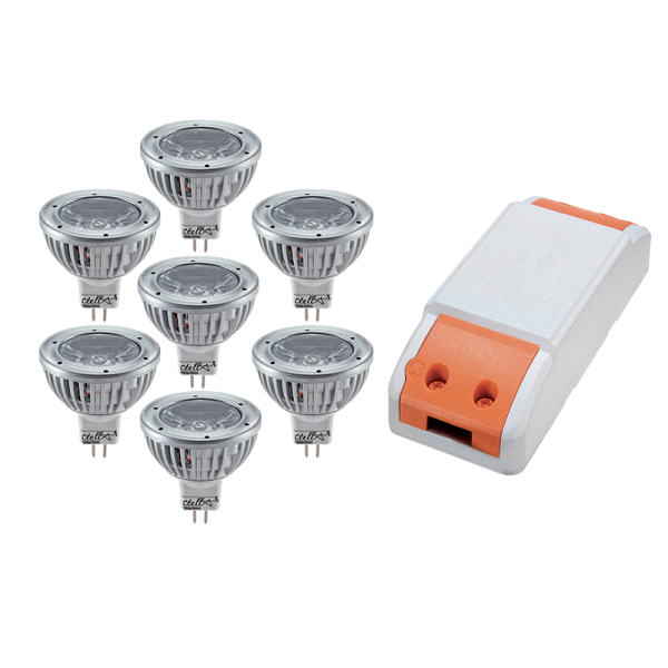 КОМПЛЕКТ LED ДРАЙВЕР 24W+ 7X LED1 3W 2700K MR16